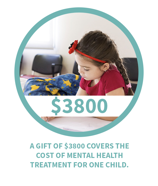 A gift of $3800 covers the cost of mental health treatment for one child.