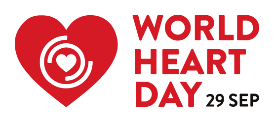 Red text with a red heart shape on a white background "World Heart Day 29 Sept"